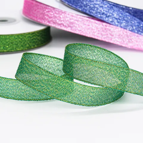 Glitter Metallic Sparkle Decorative Ribbon Nylon Webbing For Gift Box Wrapping Cake Christmas Decoration Wedding DIY Craft