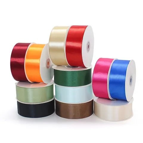 Solid Color Satin Ribbon Roll Polyester Fabric Silk Texture Ribbon For Gift Wrapping Wedding Party Decor Floral DIY Crafts Packaging