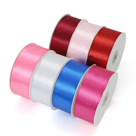 Solid Color Satin Ribbon Roll Polyester Fabric Silk Texture Ribbon For Gift Wrapping Wedding Party Decor Floral DIY Crafts Packaging