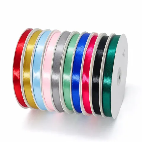 Solid Color Satin Ribbon Polyester Fabric Webbing For Gift Wrapping Wedding Party DIY Baking Decoration Floral Packaging