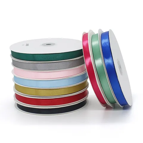 Solid Color Satin Ribbon Polyester Fabric Webbing For Gift Wrapping Wedding Party DIY Baking Decoration Floral Packaging
