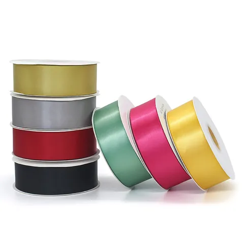 Rollo de Cinta de Tela de Poliéster Satén de una Sola Cara para Envoltura de Regalos Manualidades DIY Decoración de Pasteles para Bodas Cumpleaños Fiestas