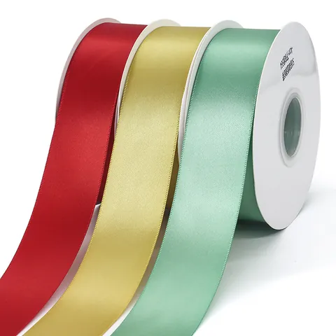 Rollo de Cinta de Tela de Poliéster Satén de una Sola Cara para Envoltura de Regalos Manualidades DIY Decoración de Pasteles para Bodas Cumpleaños Fiestas
