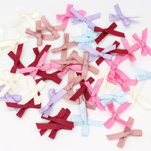 Mini Satin Ribbon Bows For Crafts DIY Handmade Apparel Decoration Small Bows For Gift Wrapping Underwear Accessories