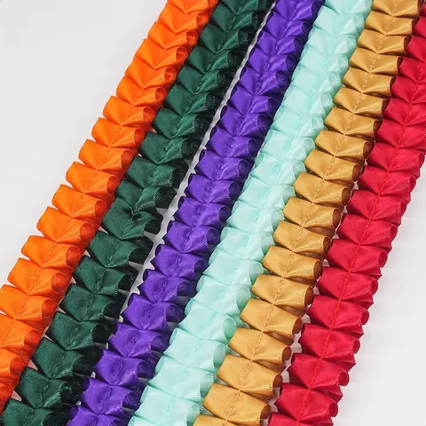 Pleated Ruffled Ribbon Satin Trim Polyester Lace For DIY Sewing Clothing Accessories Gift Packaging Wedding Party Decoration