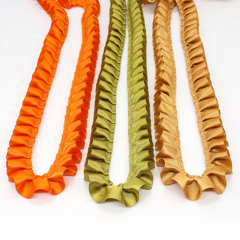 Pleated Ruffle Satin Ribbon Polyester Lace Trim For DIY Handcraft Clothing Decoration Sewing Accessories Ruffled Webbing