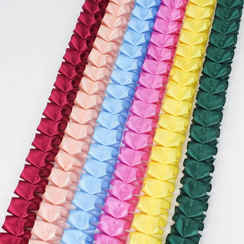 Pleated Ruffled Ribbon Satin Polyester Trim For DIY Sewing Crafts Clothing Accessories Wedding Party Decoration Fabric Lace