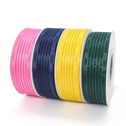 Nastro a Righe Larghe in Organza Trasparente e Raso Misto per Confezioni Regalo Fiori Fiocco Fatto a Mano Fai-da-Te Nastro Decorativo