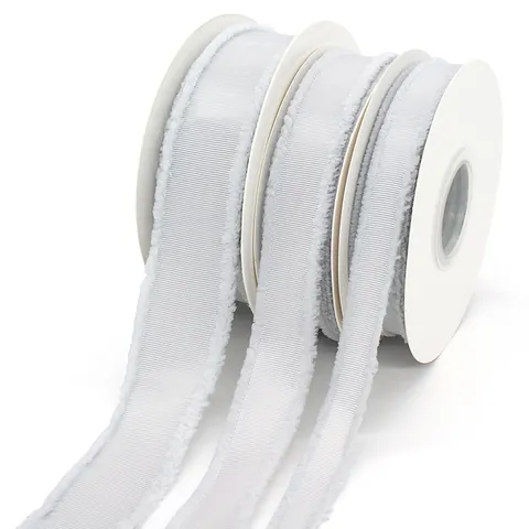 Frayed Edge Grosgrain Ribbon Polyester Ribbed Webbing For Gift Wrapping DIY Craft Wedding Decor Bouquet Floral Ribbon