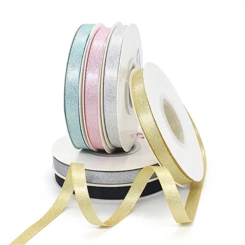 Schmales Metallic Satinband Für Geschenkverpackungen Hochzeit Party Deko DIY Handwerk Glitzerband Für Schleifen Verpackung