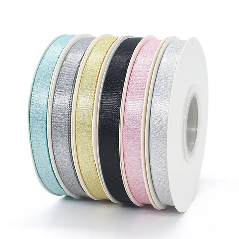 Schmales Metallic Satinband Für Geschenkverpackungen Hochzeit Party Deko DIY Handwerk Glitzerband Für Schleifen Verpackung