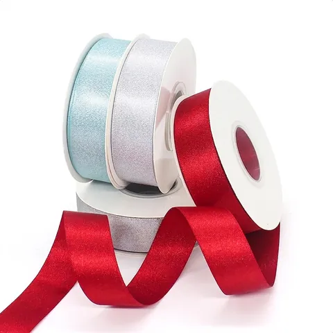 Metallic Silver Weft Shimmer Satin Ribbon For Gift Wrapping Wedding Party DIY Crafts Hair Bows Flower Bouquet Packaging
