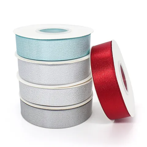 Metallic Silver Weft Shimmer Satin Ribbon For Gift Wrapping Wedding Party DIY Crafts Hair Bows Flower Bouquet Packaging