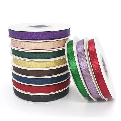 Metallic Glitter Satin Ribbon For Gift Wrapping DIY Crafts Wedding Party Decoration Sparkling Narrow Webbing Accessories