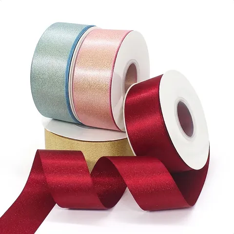 Metallic Glitter Satin Ribbon For Gift Wrapping DIY Crafts Wedding Party Floral Bouquet Decoration Polyester Ribbon
