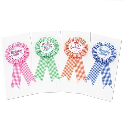 Gingham Verjaardag Rozet Badge Award Lint Blik Broche Voor Jongens Meisjes Feest Decoratie