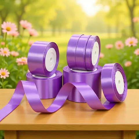 Nastro di Raso Viola Lavanda per Confezioni Regalo Decorazione Bouquet Fiori Fai da Te Poliestere Lucido Nastro a Rotolo Matrimonio Festa