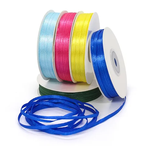 Double Sided Satin Ribbon Polyester Woven Silk Texture Ribbon For Gift Wrapping DIY Crafts Party Wedding Decoration