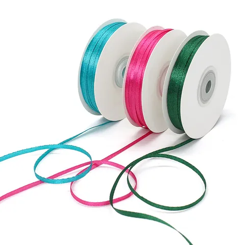 Double Sided Satin Ribbon Polyester Woven Silk Texture Ribbon For Gift Wrapping DIY Crafts Party Wedding Decoration