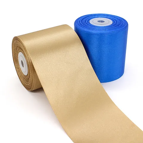 Rollo de Cinta de Raso de Poliéster para Envoltorio de Regalo Boda Decoración de Sillas Fiesta Evento Manualidades Rojo Oro Azul