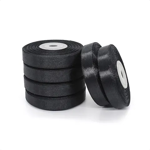 Ruban de Satin Noir Tissu en Polyester Sangle Décorative Pour Emballage Cadeau Bricolage Mariage Fête Décoration de Maison