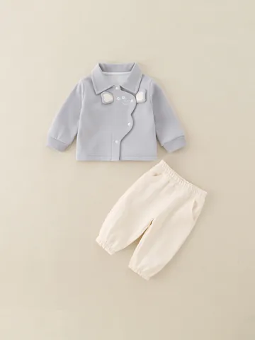 Cute Elephant Cartoon Baby Top And Pants Outfit Long Sleeve Cotton For Toddler Boys Girls Spring Autumn Clothing