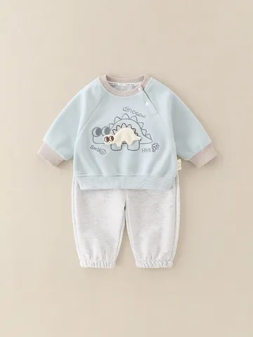 Kleinkinder Jungen Dinosaurier Baumwolle Sweatshirt Und Hose Outfit Cartoon Langarm Top Jogger Hose Frühling Herbst Kleidung