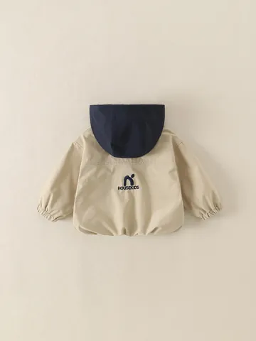 Jungen Windbreaker Jacke Mit Kapuze Frühling Herbst Farbblock Lässige Oberbekleidung Kinder Polyester Mantel Mit Buchstaben