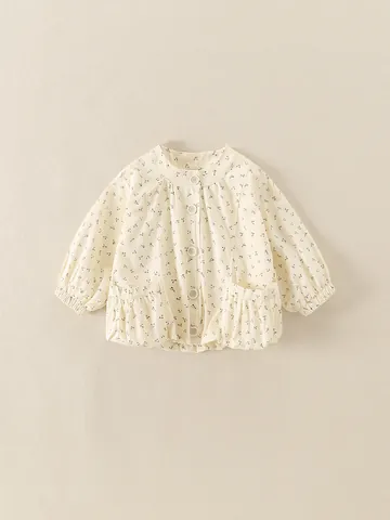 Toddler Girls Cute Floral Cotton Jacket Korean Style Ruffled Long Sleeve Spring Autumn Button Down Outerwear Coat