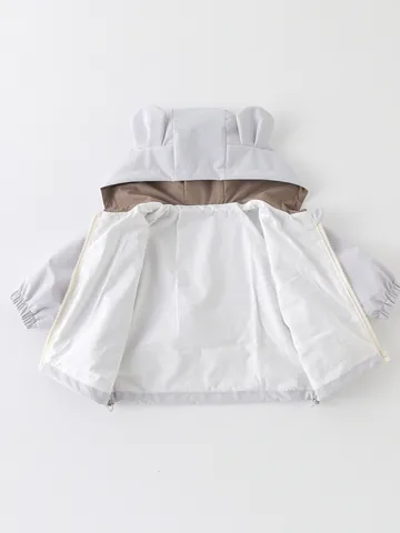 Giacca Antivento Con Cappuccio Bambini Leone Cartone Animato Orecchie 3D Fodera Cotone Poliestere Casual Primavera Autunno