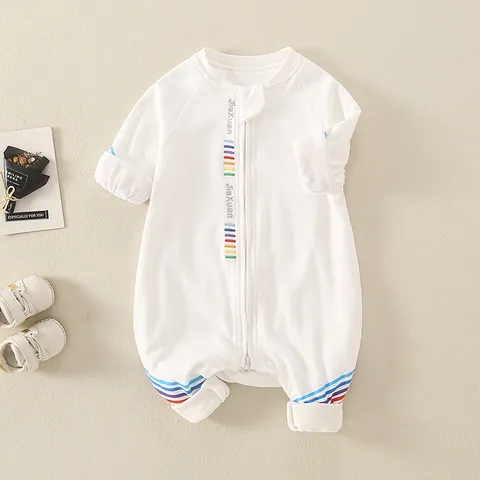 Baby Cotton Romper Long Sleeve Jumpsuit With Rainbow Stripes For Infant Newborn Spring Autumn Casual Outing Clothing