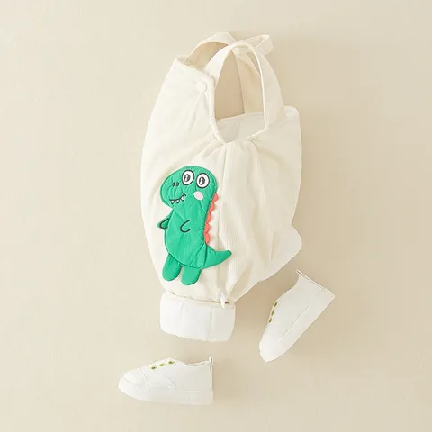 Baby Gesteppter Dinosaurier Strampler Dick Warm Herbst Winter Waffelstrick Latzhose Für Neugeborene Säuglinge Jungen Mädchen Jumpsuit