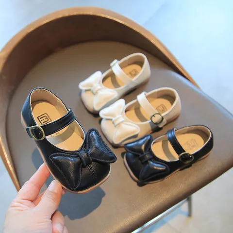 Mädchen Prinzessin Mary Jane Schuhe Mit Großer Schleife Weiche Sohle Kunstleder Flache Kleiderschuhe Für Kinder Kleinkinder Schule