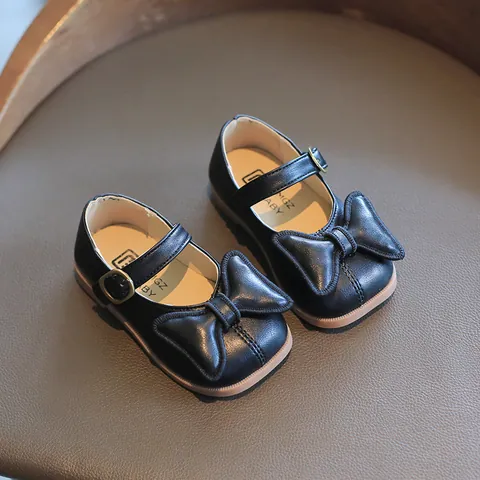Mädchen Prinzessin Mary Jane Schuhe Mit Großer Schleife Weiche Sohle Kunstleder Flache Kleiderschuhe Für Kinder Kleinkinder Schule