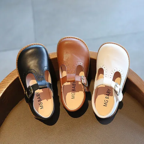 Mädchen Retro T-Strap Mary Jane Prinzessin Schuhe Perforiert Brogue Schule Flats Rutschfest Weiche Sohle Casual Kleiderschuhe Für Kleinkinder
