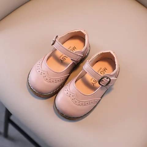 Girls Princess Mary Jane Shoes British Style Brogue Microfiber Leather Soft Sole Uniform Dress Shoes For Toddler Little Kids Party School