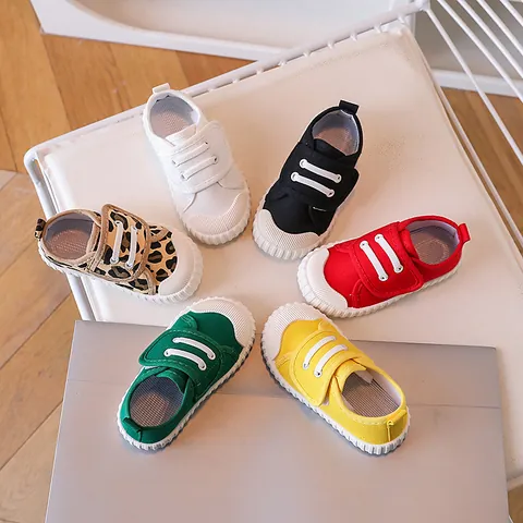 Kids Casual Canvas Shoes Breathable Non-Slip Sneakers With Hook And Loop For Toddler Boys Girls Spring Autumn School Daily Walking Shoes