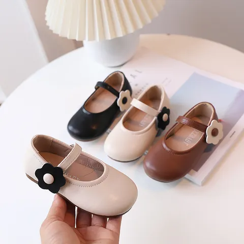 Mädchen Mary Jane Schuhe Blumendekoration Prinzessin Party Schuhe Weiche Sohle Kleinkinder Mode Flache Lederschuhe