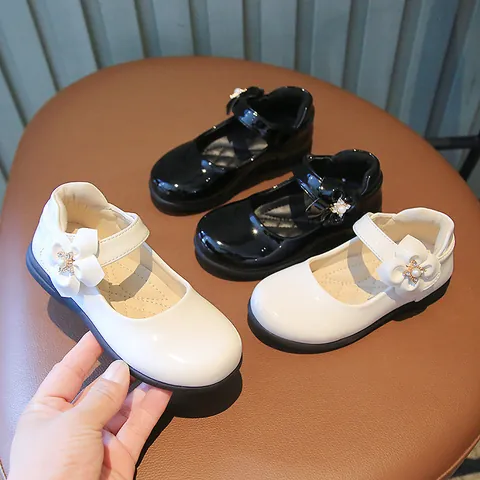 Zapatos de Princesa Mary Jane para Niña de Charol con Flores Perlas y Brillantes Zapatos de Vestir para Niños