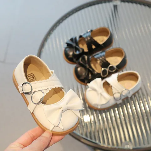 Girls Mary Jane Shoes Bowknot Princess Flat Shoes Breathable Soft Sole Dress Shoes For Toddler Little Kids Party Wedding