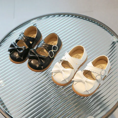Girls Mary Jane Shoes Bowknot Princess Flat Shoes Breathable Soft Sole Dress Shoes For Toddler Little Kids Party Wedding