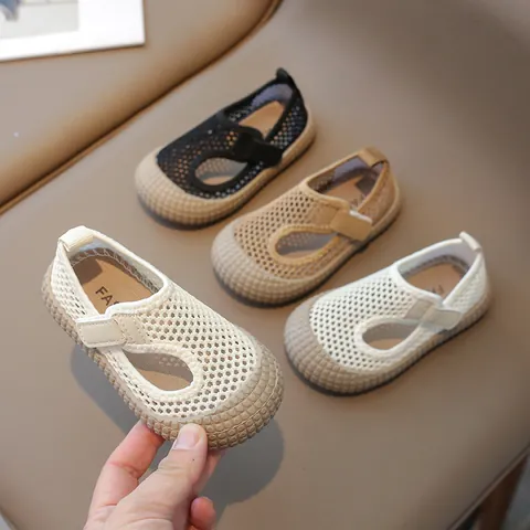Kids Mesh Breathable Sandals Casual Lightweight Summer Shoes With Velcro Anti-Slip Rubber Sole For Boys Girls Toddlers