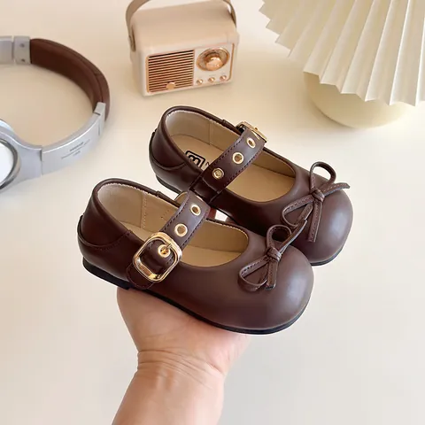 Mädchen Mary Jane Prinzessin Schuhe Mit Schleife Weiche Sohle PU Leder Halbschuhe Für Kleinkinder Kinder Party Hochzeit Flache Schuhe
