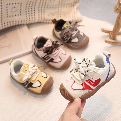 Baby Toddler Casual Sneakers Microfiber Leather Breathable Anti-collision Soft Sole Walking Shoes Hook and Loop Daily Shoes