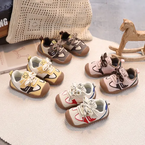 Baby Toddler Casual Sneakers Microfiber Leather Breathable Anti-collision Soft Sole Walking Shoes Hook and Loop Daily Shoes