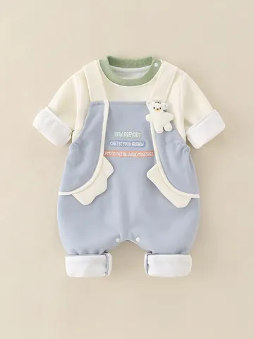 Toddler Baby Boys Girls Long Sleeve Sweatshirt And Bib Pants Outfit Set Cute Cartoon Tiger Bear 3D Cotton Blend Clothes