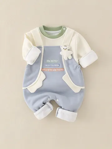 Toddler Baby Boys Girls Long Sleeve Sweatshirt And Bib Pants Outfit Set Cute Cartoon Tiger Bear 3D Cotton Blend Clothes