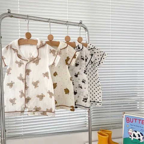 Pagliaccetto Estivo per Neonati a Maniche Corte Con Stampa Orsetto Panda in Musola di Cotone Body per Neonati Morbido Traspirante Tuta per Bambini Abbigliamento da Casa
