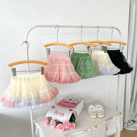 Jupe Tutu pour Bébé Fille Jupe Gâteau en Tulle et Maille Multicouche Moelleuse pour Fête d'Anniversaire Vêtement d'Été