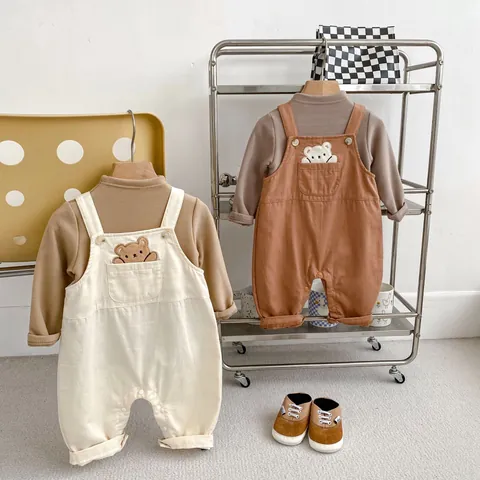 Süßer Bär Stickerei Baby Strampler Baumwolle Jumper Einteiler Overalls Für Säuglinge Kleinkinder Frühling Herbst Lässige Kleidung